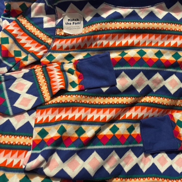 Geo Fair Isle Match The Fam Patterned Pajama Set Sleepover Contrast Stitch Bands - Picture 4 of 13